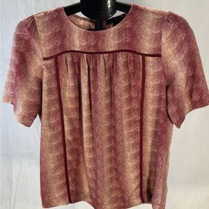 Renee C. Textured Burgundy and Cream Top